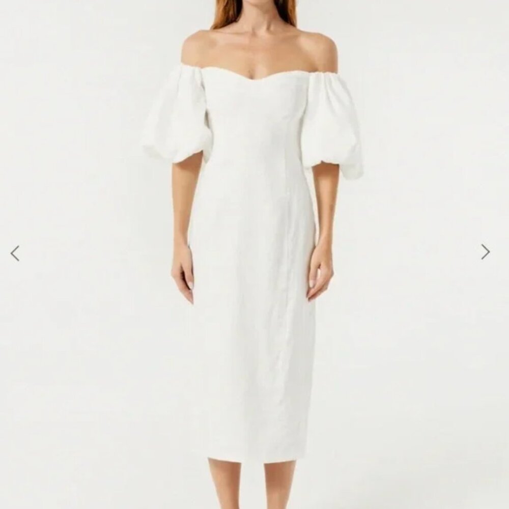 NWT - Rhode "Karima" Linen Off-the-Shoulder Dress - Sz. 8